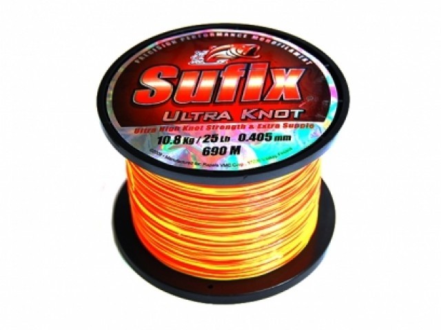 Fir Sufix Ultra Knot Fluo Yellow/Orange (0,23 ~ 0,40mm)